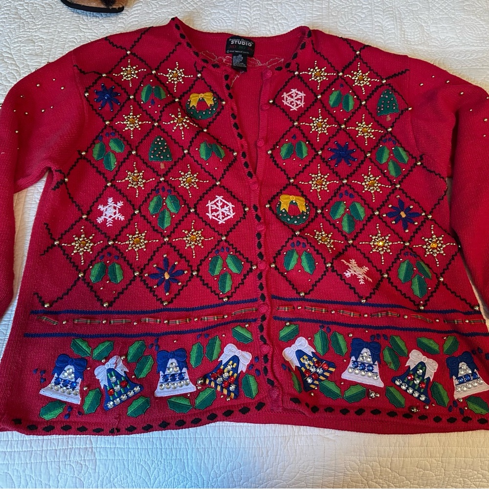 Studio Vibrant Red Festive Cardigan